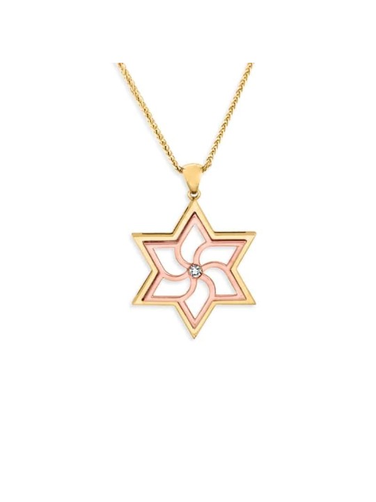 תליון מגן דוד גיאומטרי זהב צהוב מודרני, מתנות ט"ו באב, א